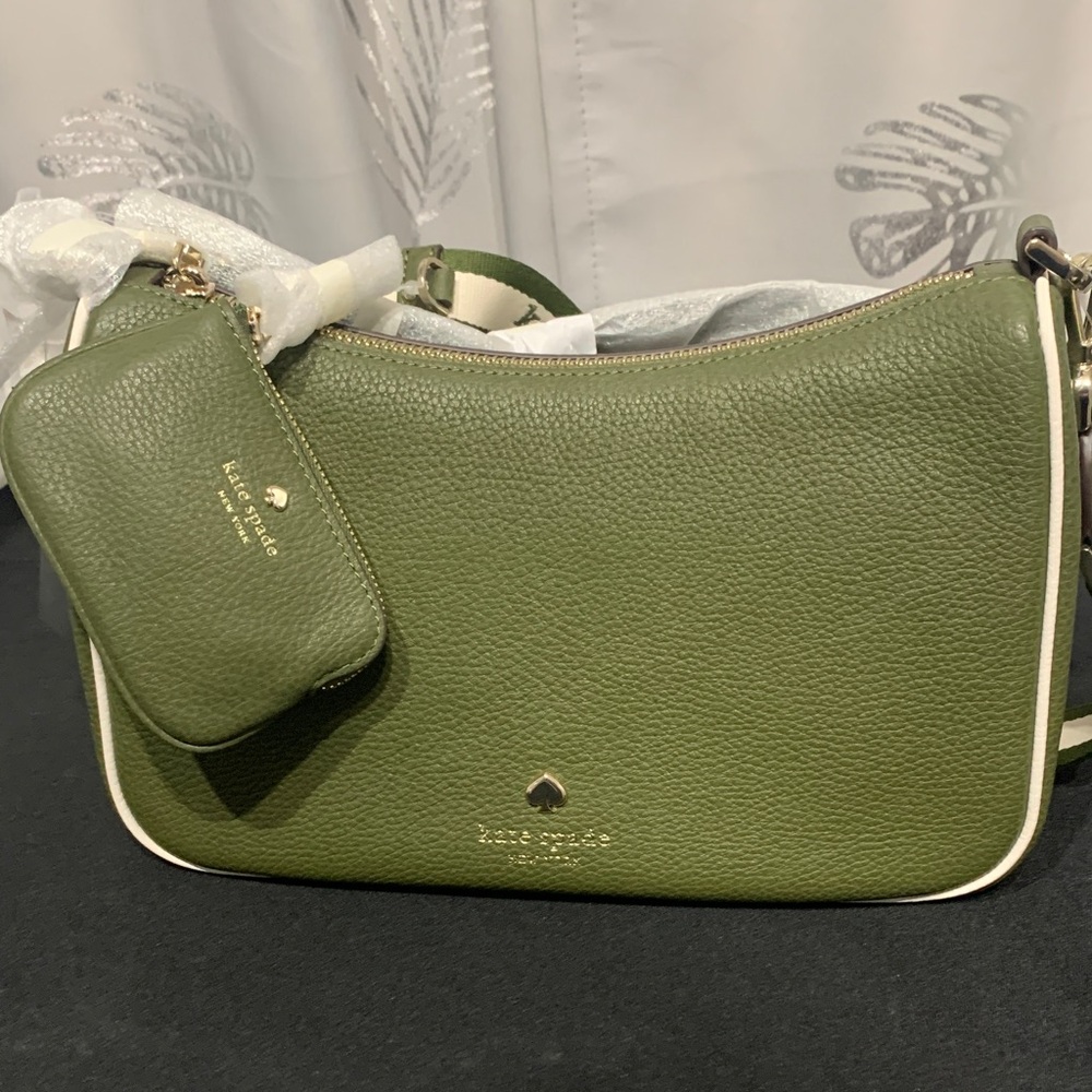 Kate Spade NWT Emma, Olive Green Shoulder Bag with Pouch